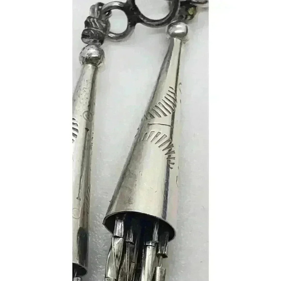 Twisted Sterling Liquid Silver Turquoise Heishi 6 Strand Necklace Navajo Zuni - Picture 6 of 11